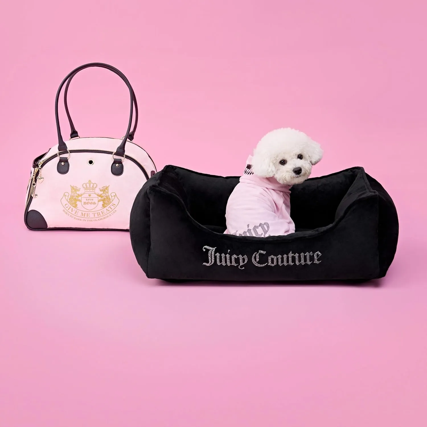 Juicy Couture Bling Velour Pet Hoodie - Royal Purple - M/L (7-12 lbs.) - Pet Hoodies for Small Dogs or Cats