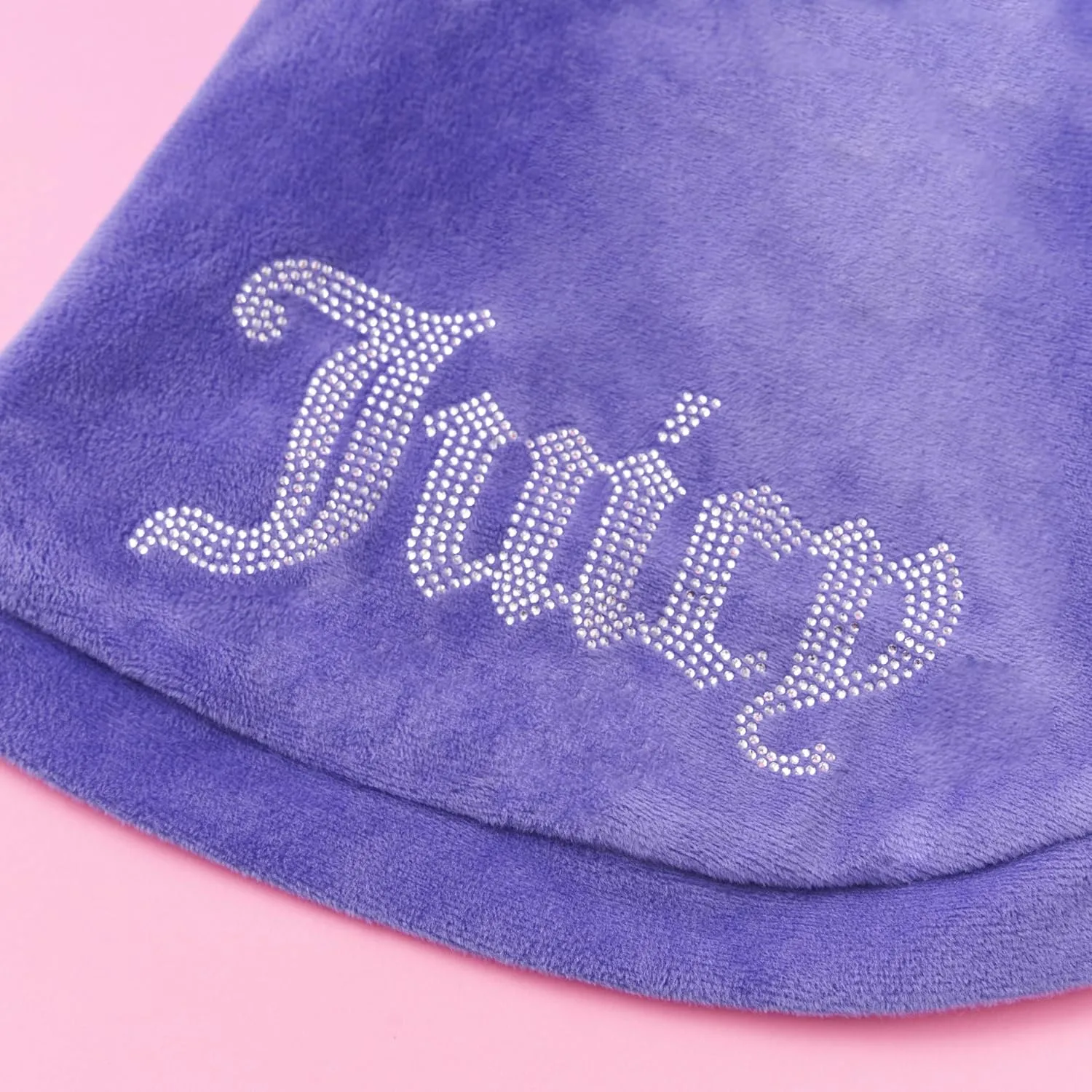Juicy Couture Bling Velour Pet Hoodie - Royal Purple - M/L (7-12 lbs.) - Pet Hoodies for Small Dogs or Cats