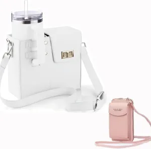 KALLAK Outdoor Portable Crossbody Water Cup Storage Bag, Crossbody Bag with Sports Water Bottle Holder for Women Men, Crossbody Cup Holder Bag