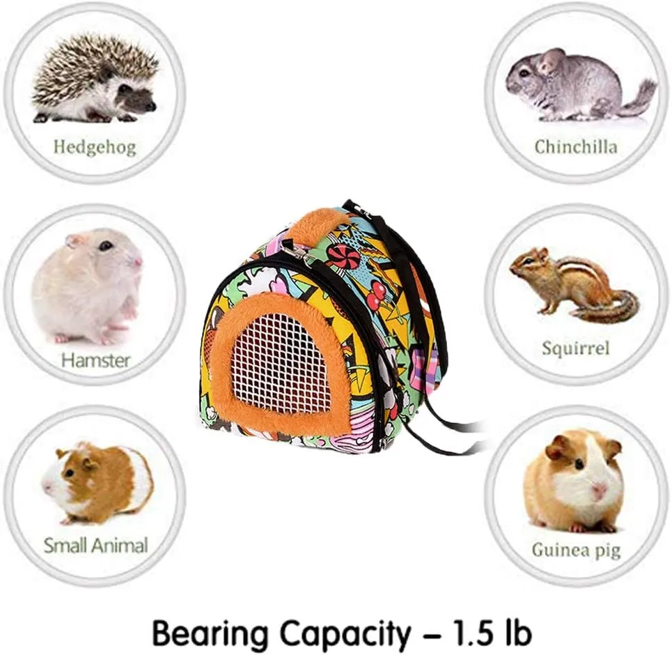 KAMEIOU Pet Small Animals Hedgehog Rat Small Guinea Pig Carrier Bag with Detachable Strap Double Zipper Travel Guinea Pig Rat Chinchillas Hamster Hedgehog Carriers Sling Handbag for Small Animals