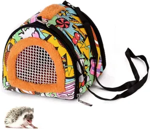 KAMEIOU Pet Small Animals Hedgehog Rat Small Guinea Pig Carrier Bag with Detachable Strap Double Zipper Travel Guinea Pig Rat Chinchillas Hamster Hedgehog Carriers Sling Handbag for Small Animals