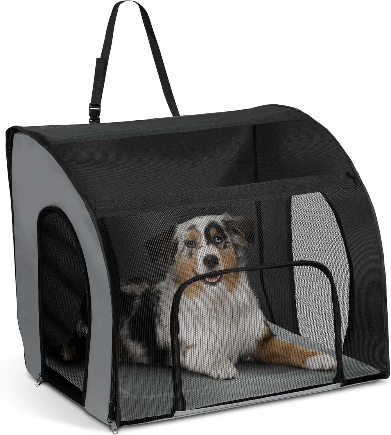 K&H Pet Products Enclosed Large Dog Car Seat, Travel Safety Carrier, Dog Travel Car Seat, Soft-Sided Covered Pet Carrier, Washable Pad, Multiple Entrances, Mesh Windows - Large 29.5 X 22 X 25.5i