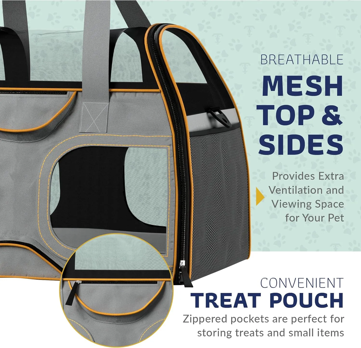 Katziela Rolling Pet Carrier - Airline Compliant with Removable Wheels - TSA Approved for Small Dogs and Cats - Soft FAA Travel Airplane Underseat Wheeled Luggage