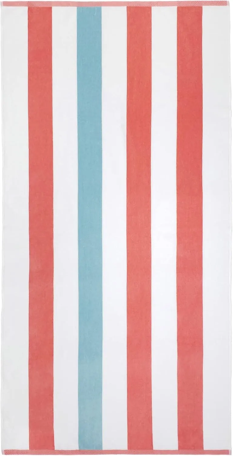 Kaufman - Soft Oversized | 35" x 70" Velour Tonal Striped Beach Towels | Absorbent, Quick-Drying | 100% Cotton Thick Beach Towels (COR-SEA)