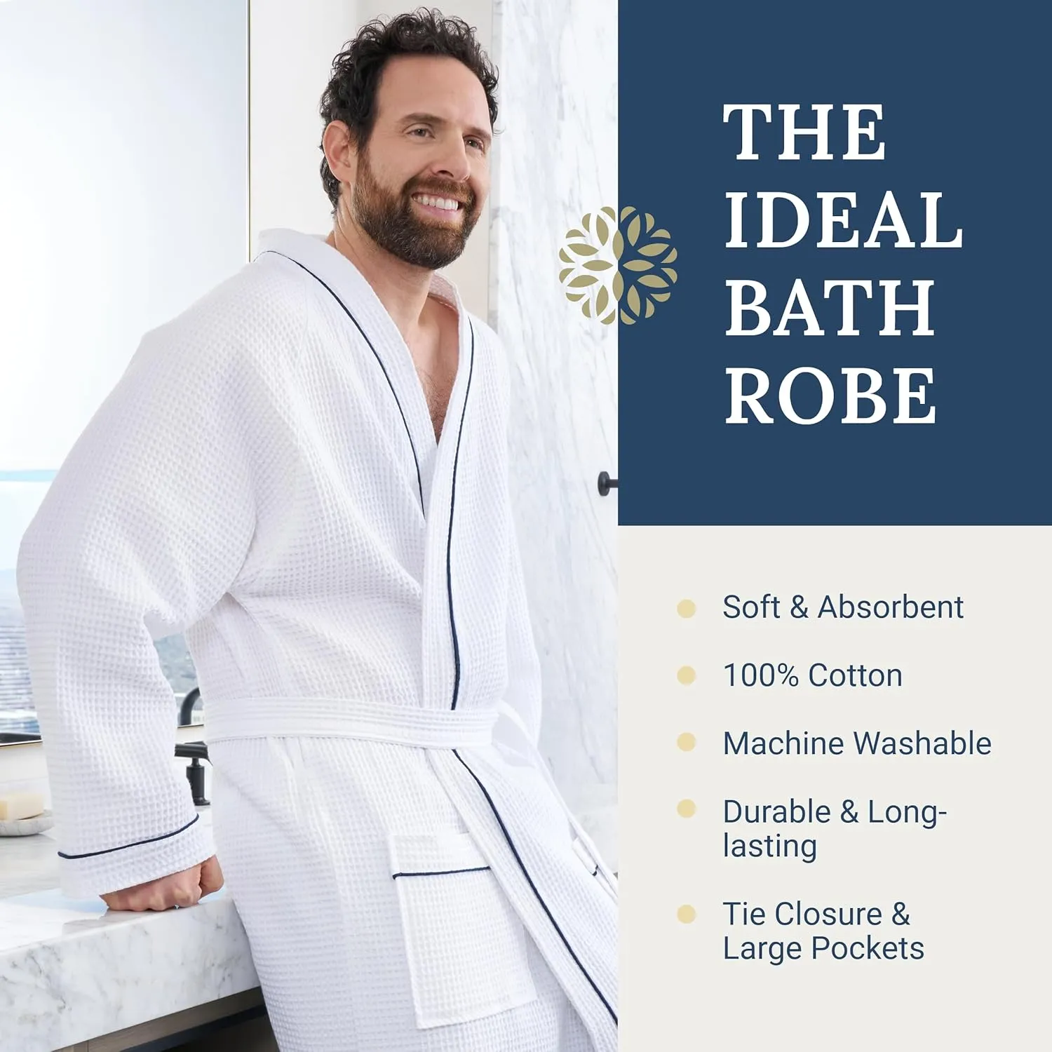 Kaufman Waffle Robes | Personalized & Monogramed | Unisex 100% Cotton Soft Luxury Bathrobes for Men & Women, Spa & Hotel