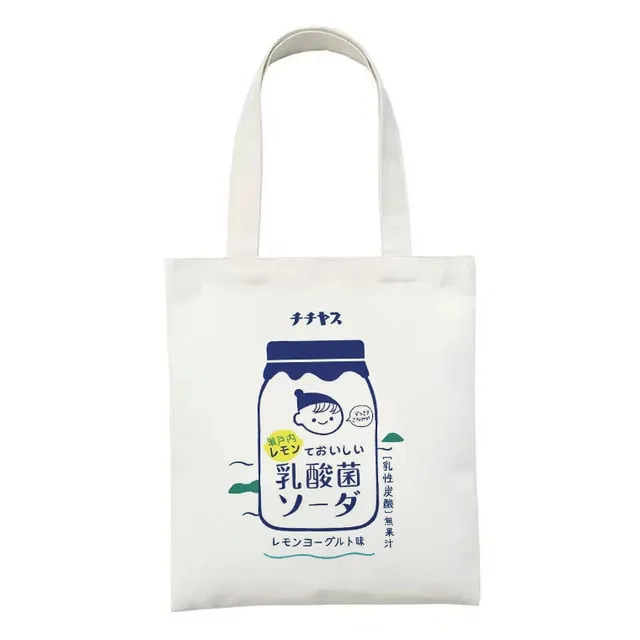 Kawaii Printed Canvas Shopping Bags