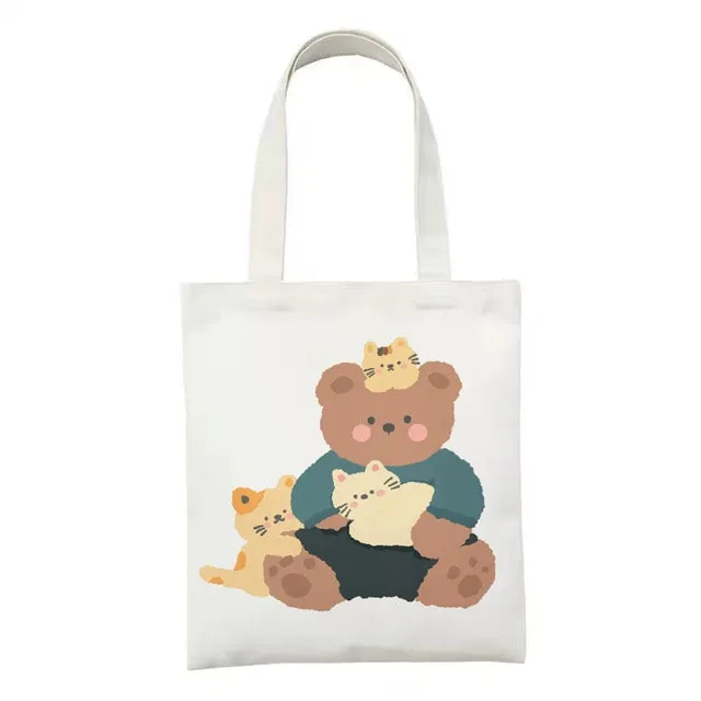 Kawaii Printed Canvas Shopping Bags