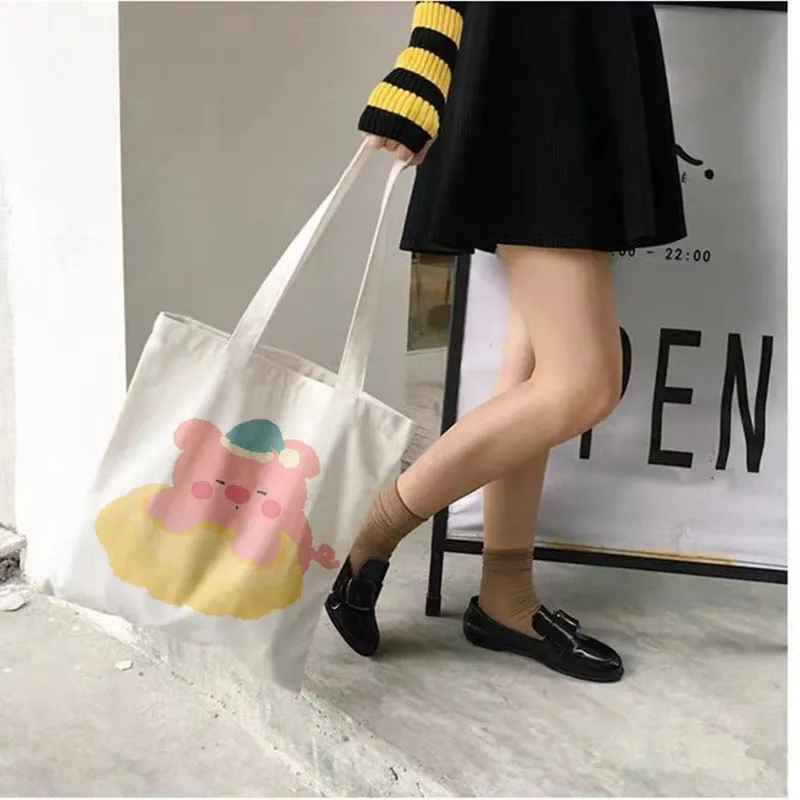 Kawaii Printed Canvas Shopping Bags