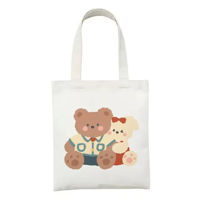 Kawaii Printed Canvas Shopping Bags
