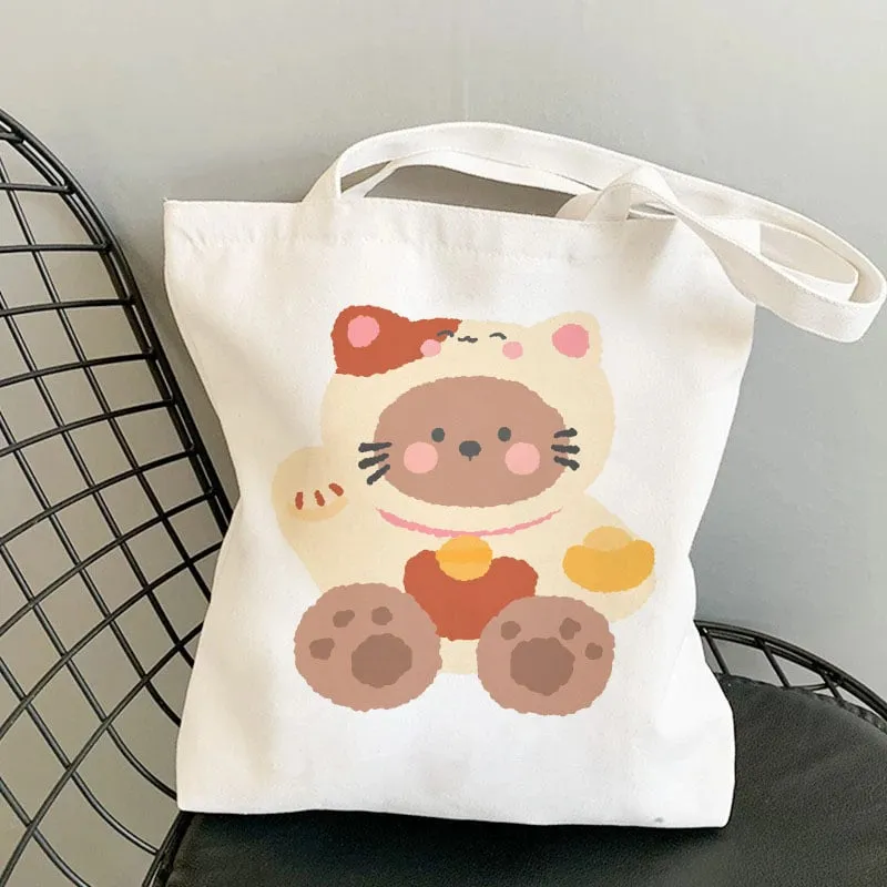 Kawaii Printed Canvas Shopping Bags