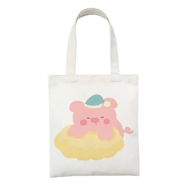 Kawaii Printed Canvas Shopping Bags
