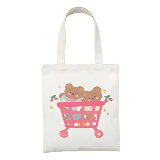 Kawaii Printed Canvas Shopping Bags