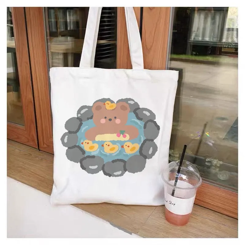 Kawaii Printed Canvas Shopping Bags