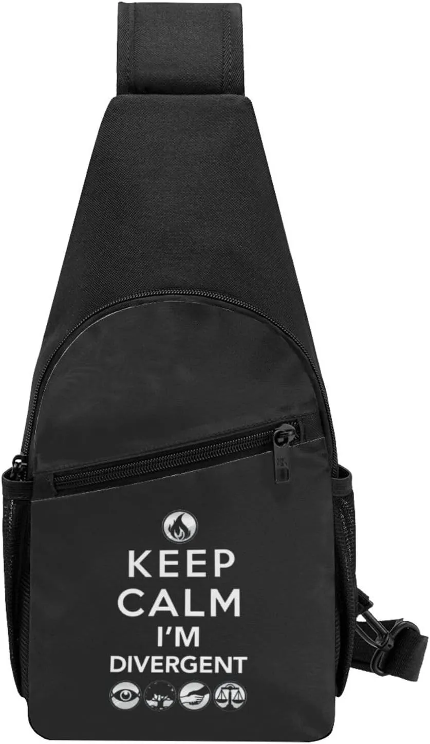 Keep Calm Im Divergent Shoulder Bag Adjustable Leisure Travel Crossbody Shoulder Bag Unisex