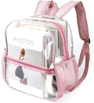 Keepcross Rose Gold 12x6x12 Clear Backpack for Stadium Events,Mini Clear Stadium Bag for Sporting Events Games Festival Concerts,Women Girls