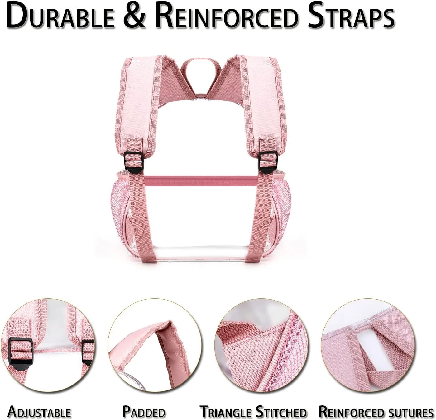 Keepcross Rose Gold 12x6x12 Clear Backpack for Stadium Events,Mini Clear Stadium Bag for Sporting Events Games Festival Concerts,Women Girls