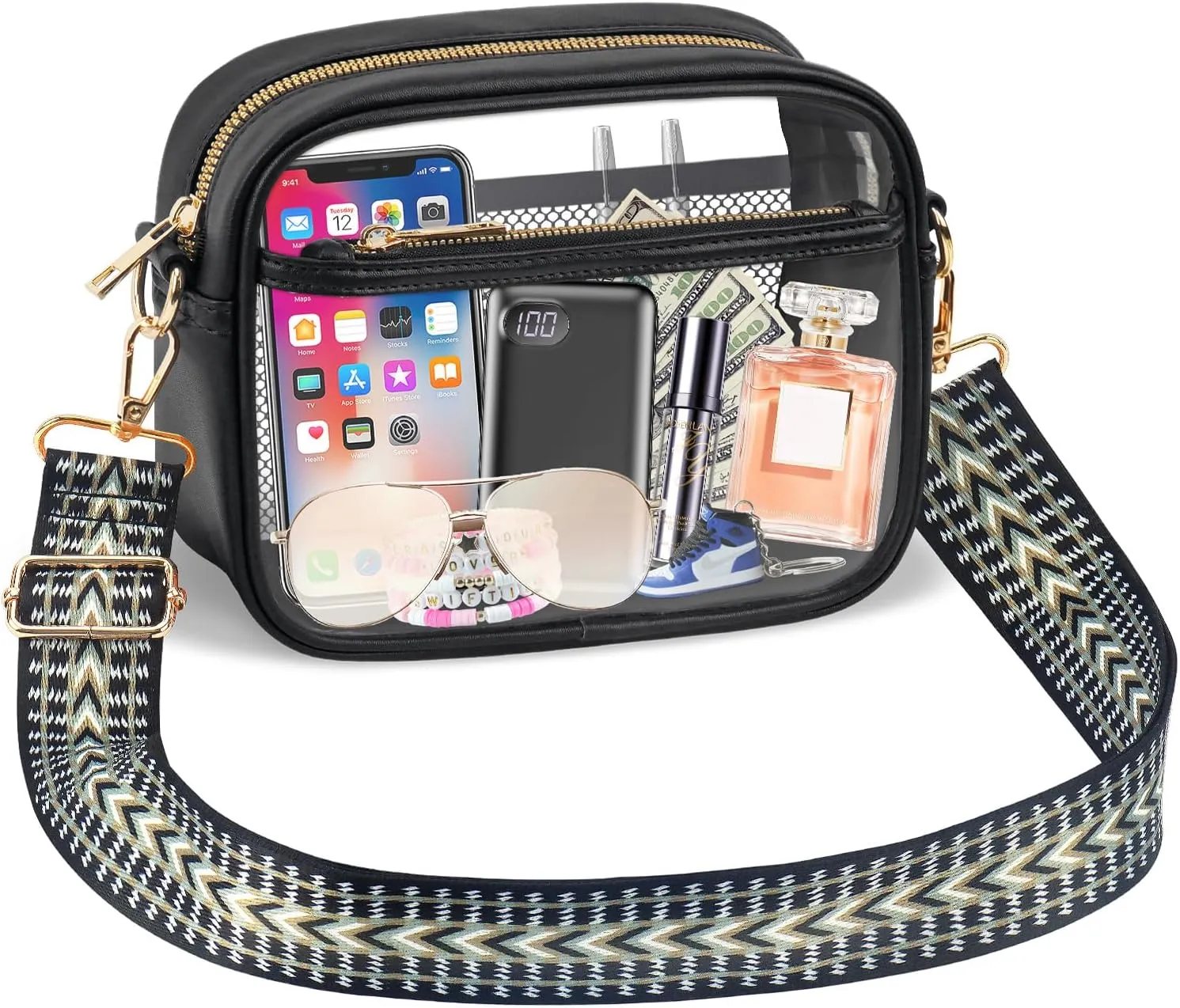 KETIEE Clear Crossbody Bag, Stadium Approved Clear Purse Bag for Concerts Sports Events Festivals