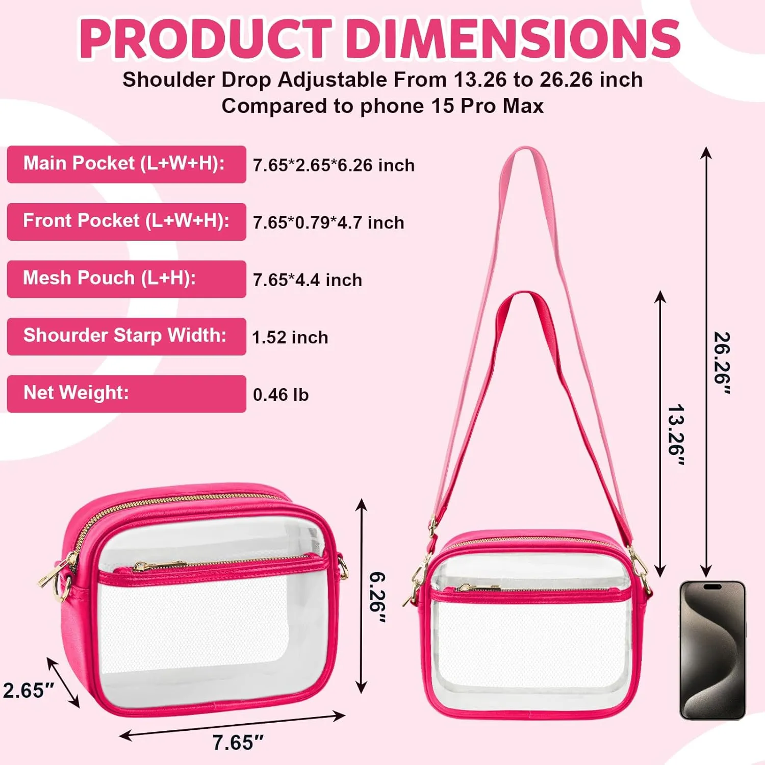 KETIEE Clear Crossbody Bag, Stadium Approved Clear Purse Bag for Concerts Sports Events Festivals