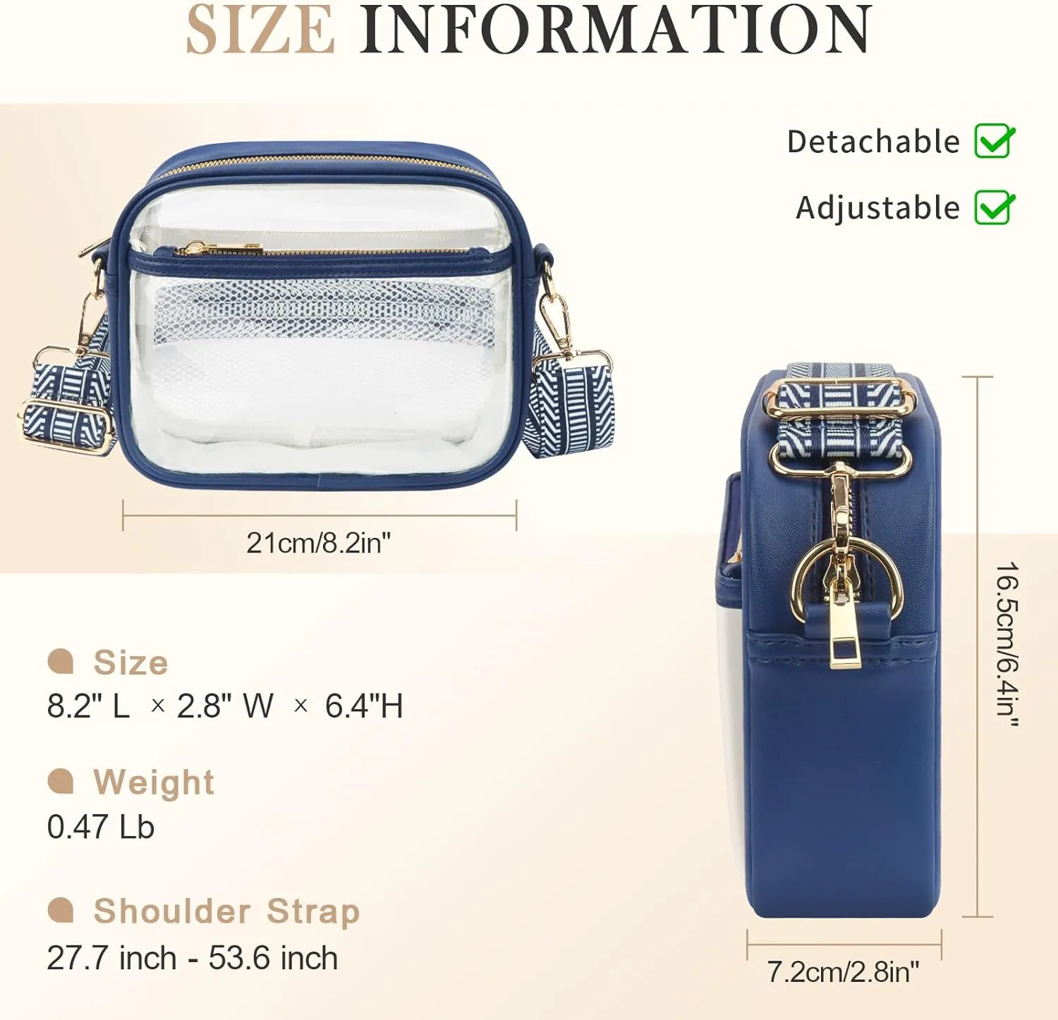 KETIEE Clear Crossbody Bag, Stadium Approved Clear Purse Bag for Concerts Sports Events Festivals