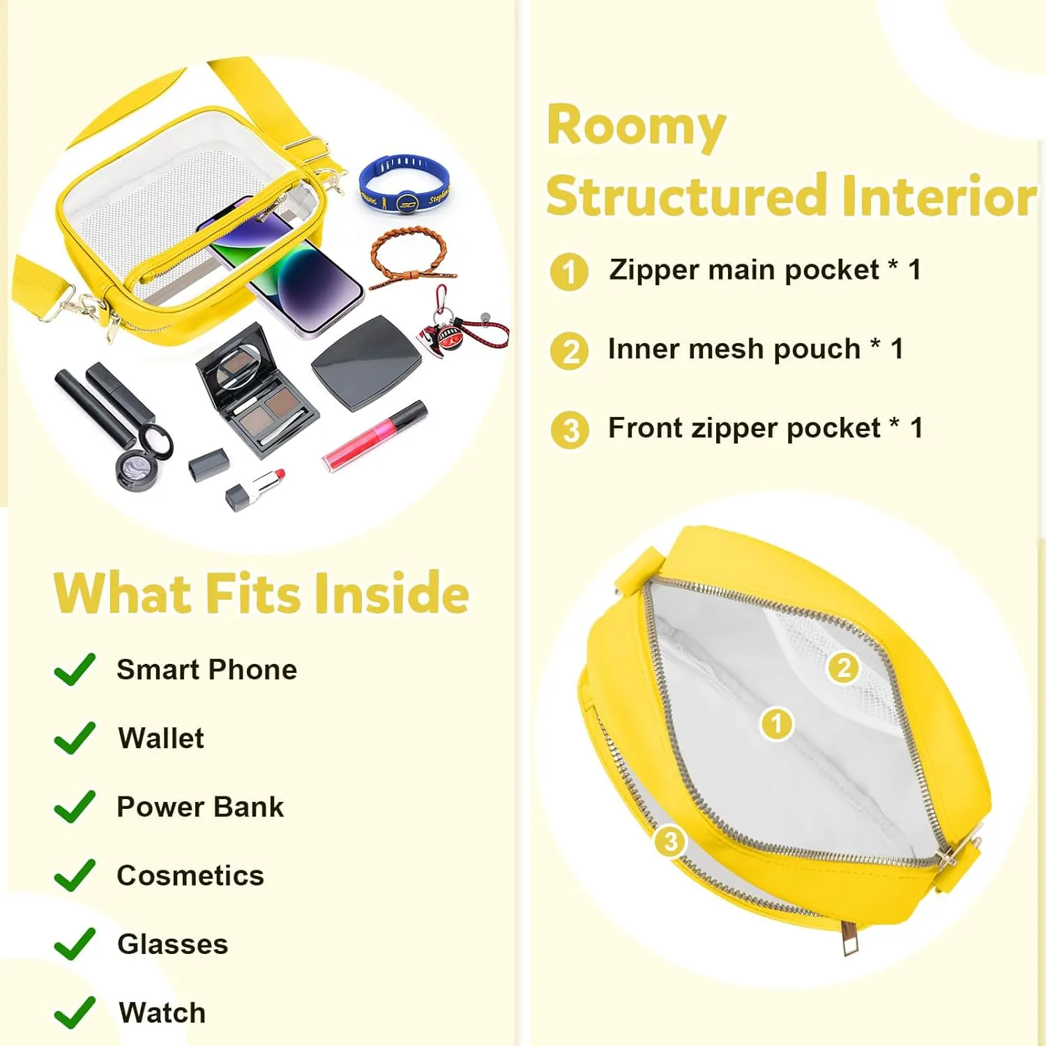 KETIEE Clear Crossbody Bag, Stadium Approved Clear Purse Bag for Concerts Sports Events Festivals