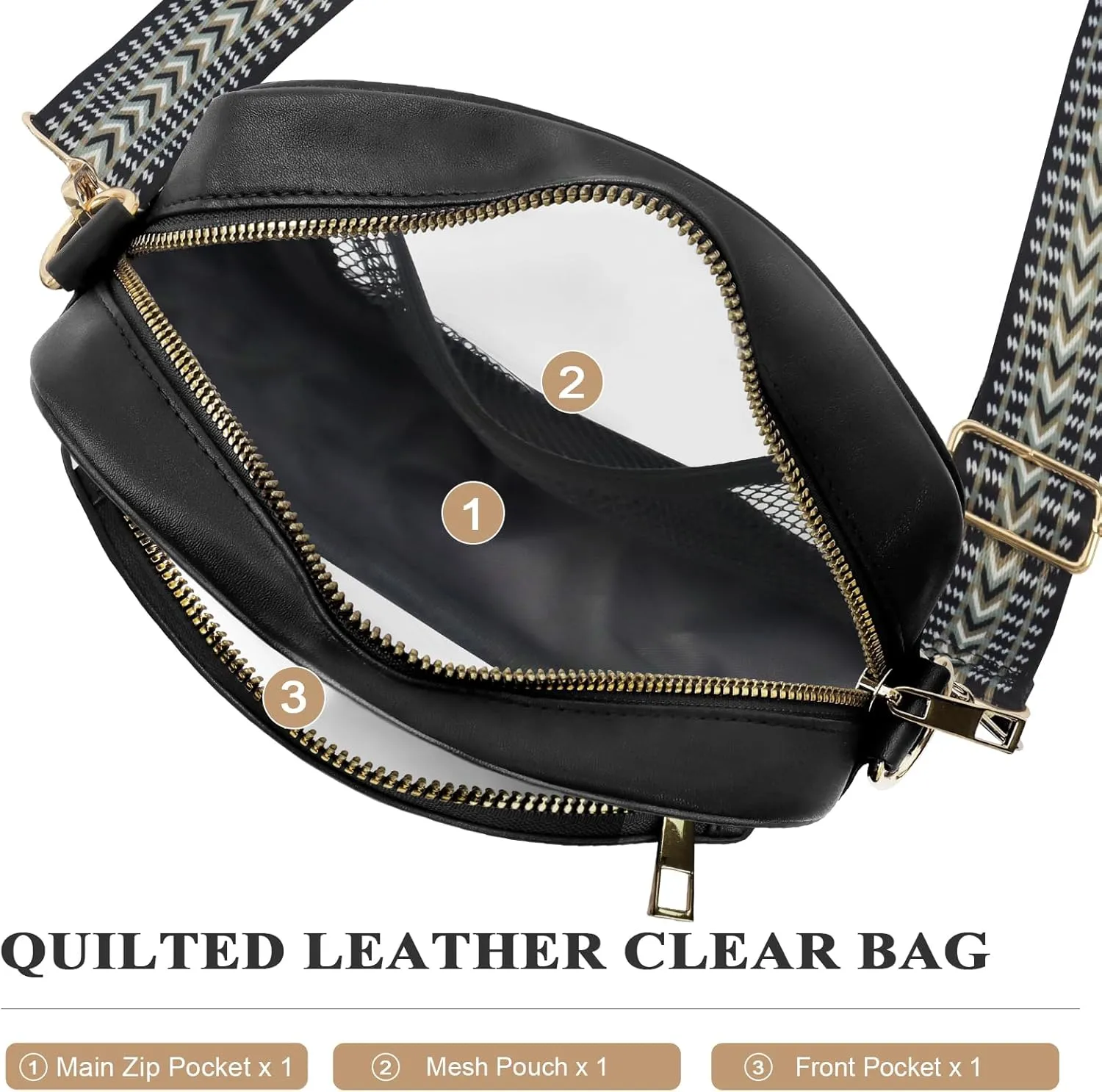 KETIEE Clear Crossbody Bag, Stadium Approved Clear Purse Bag for Concerts Sports Events Festivals