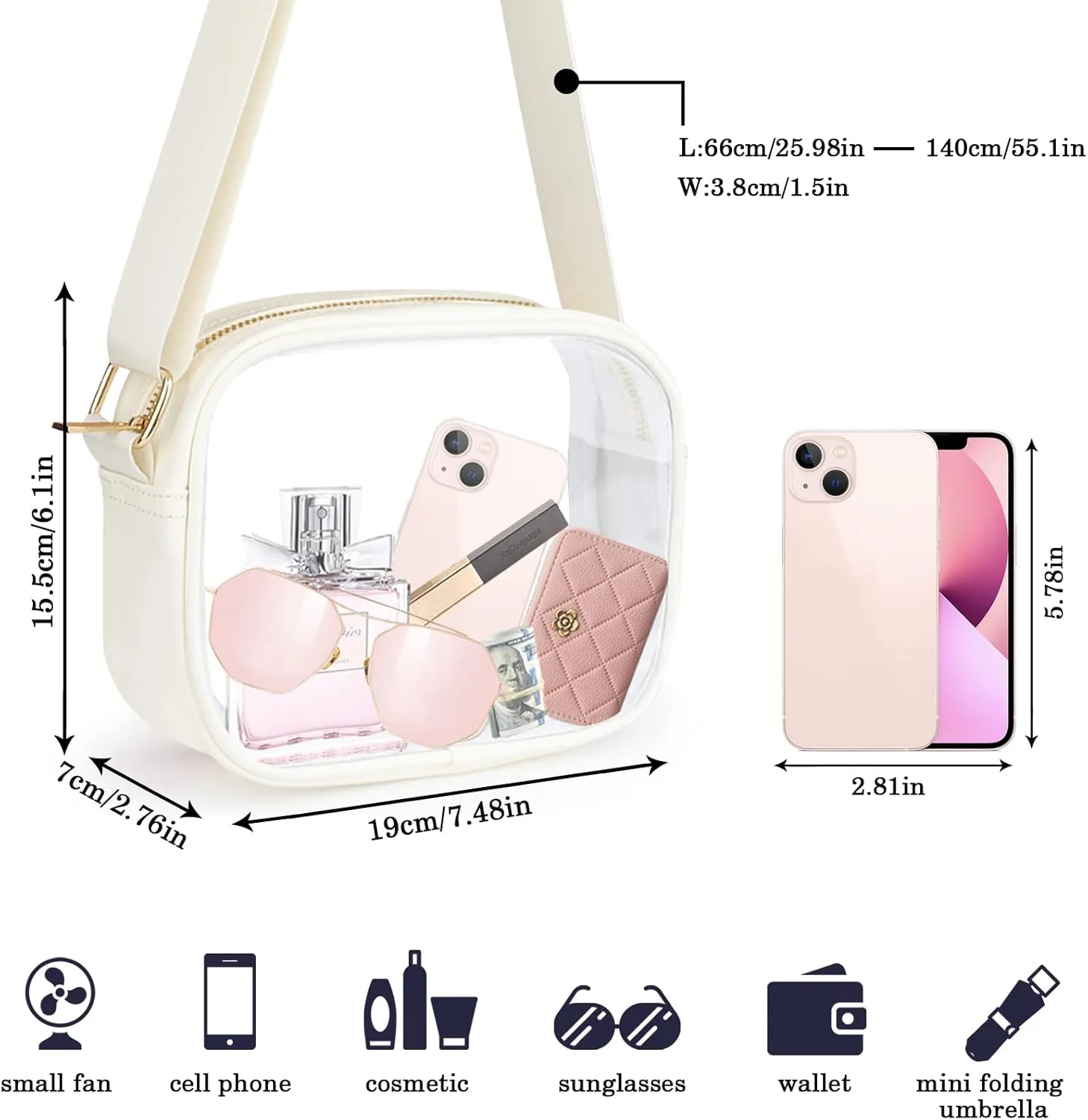 KETIEE Clear Crossbody Bag, Stadium Approved Clear Purse Bag for Concerts Sports Events Festivals