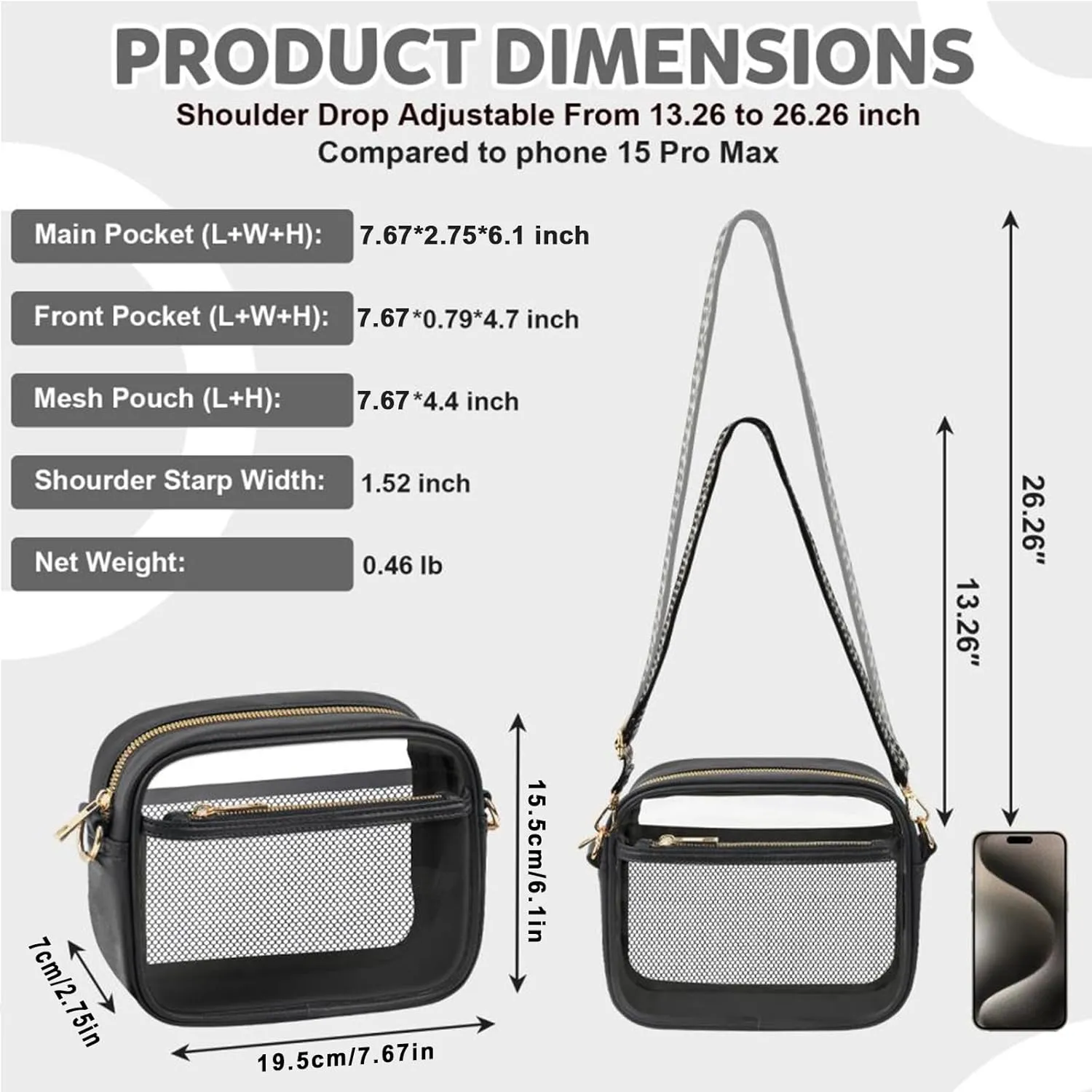 KETIEE Clear Crossbody Bag, Stadium Approved Clear Purse Bag for Concerts Sports Events Festivals