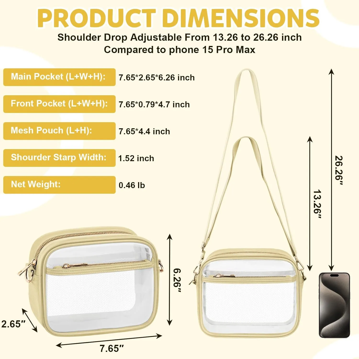 KETIEE Clear Crossbody Bag, Stadium Approved Clear Purse Bag for Concerts Sports Events Festivals