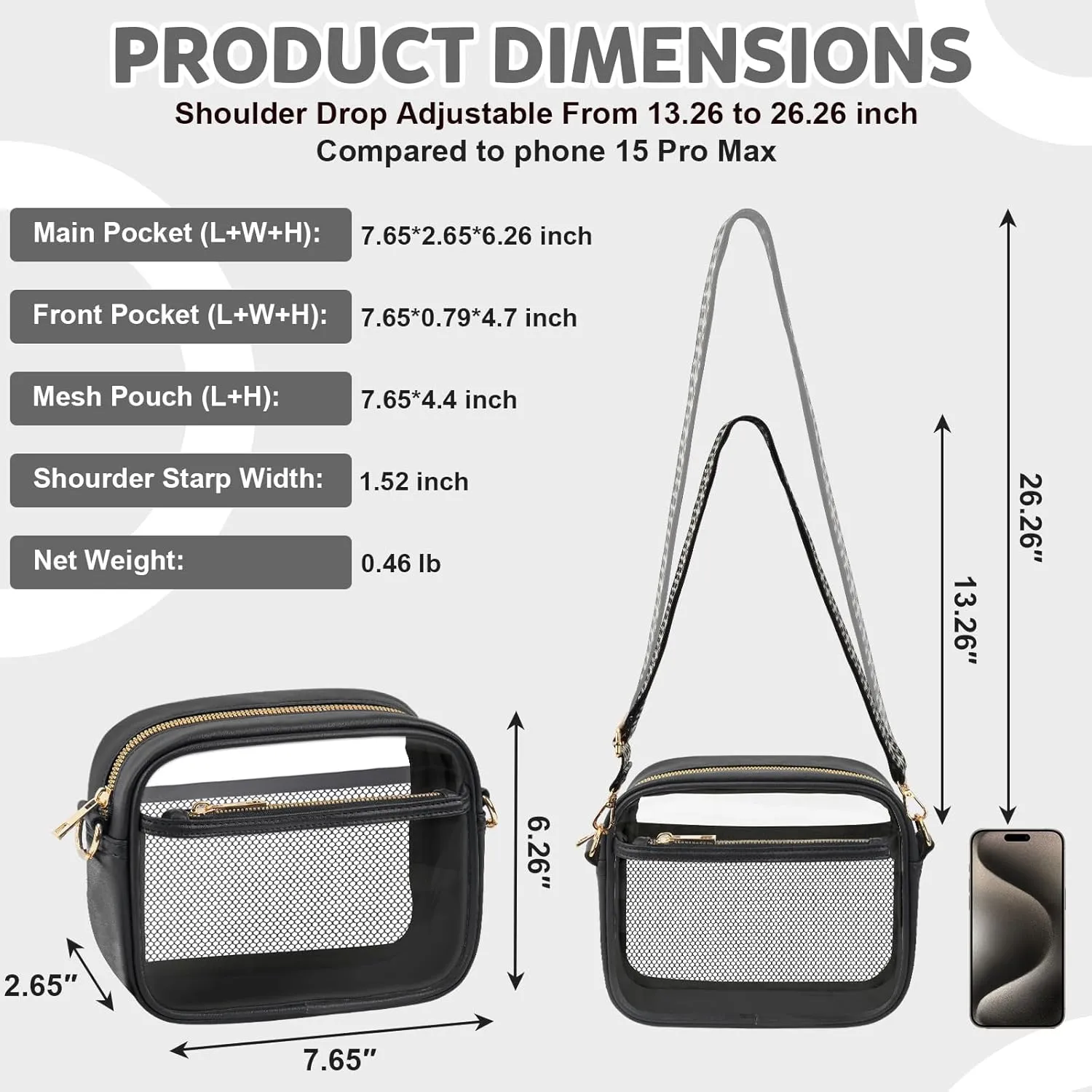 KETIEE Clear Crossbody Bag, Stadium Approved Clear Purse Bag for Concerts Sports Events Festivals