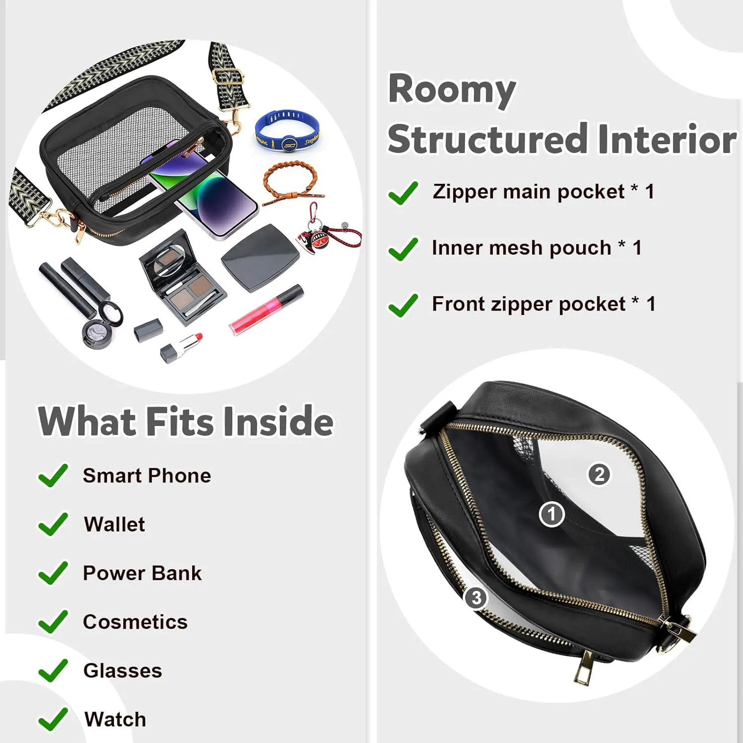 KETIEE Clear Crossbody Bag, Stadium Approved Clear Purse Bag for Concerts Sports Events Festivals