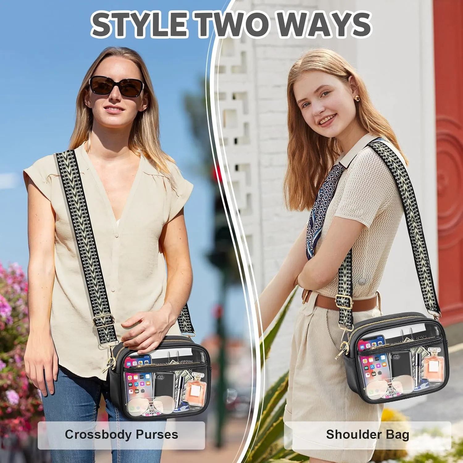 KETIEE Clear Crossbody Bag, Stadium Approved Clear Purse Bag for Concerts Sports Events Festivals