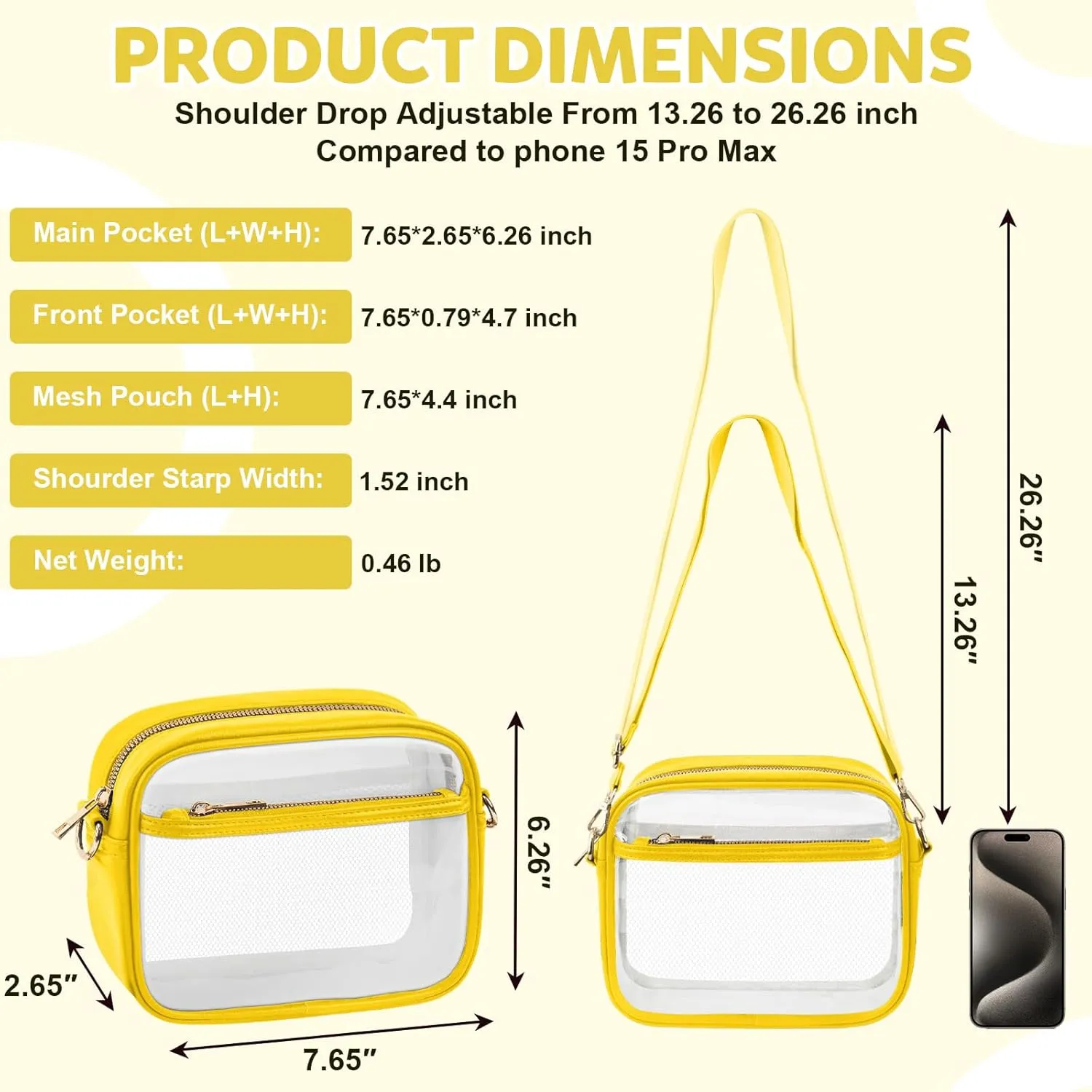 KETIEE Clear Crossbody Bag, Stadium Approved Clear Purse Bag for Concerts Sports Events Festivals