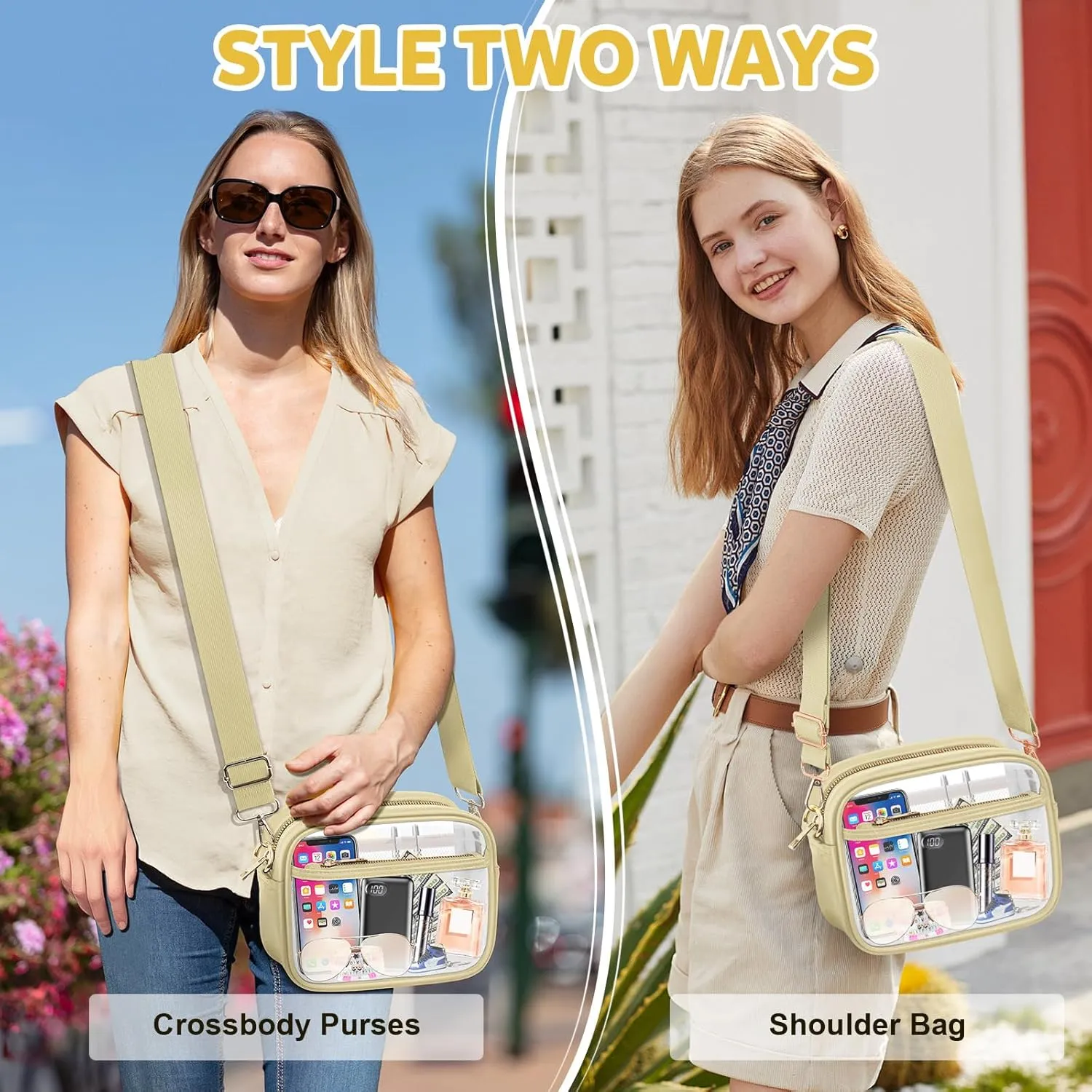 KETIEE Clear Crossbody Bag, Stadium Approved Clear Purse Bag for Concerts Sports Events Festivals