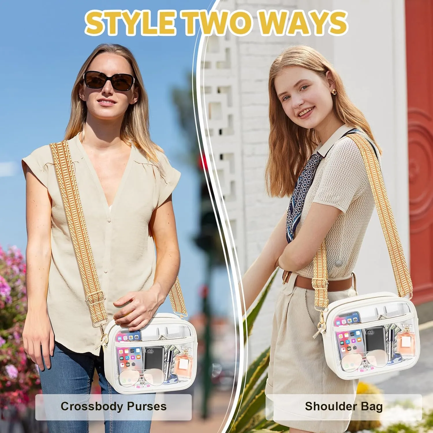 KETIEE Clear Crossbody Bag, Stadium Approved Clear Purse Bag for Concerts Sports Events Festivals
