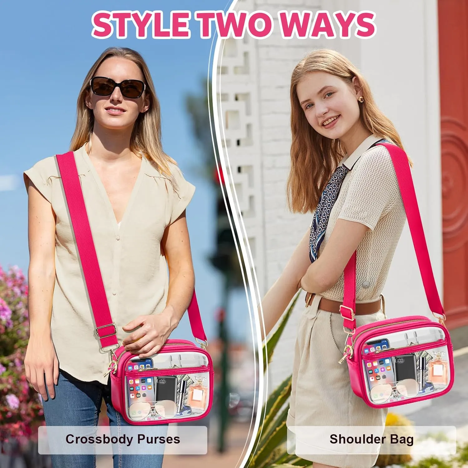 KETIEE Clear Crossbody Bag, Stadium Approved Clear Purse Bag for Concerts Sports Events Festivals