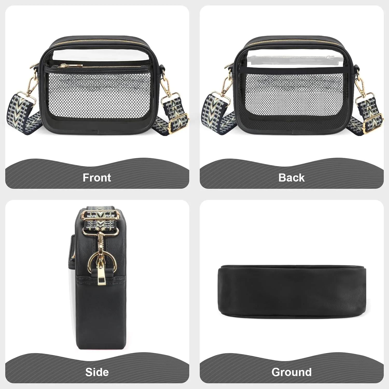 KETIEE Clear Crossbody Bag, Stadium Approved Clear Purse Bag for Concerts Sports Events Festivals