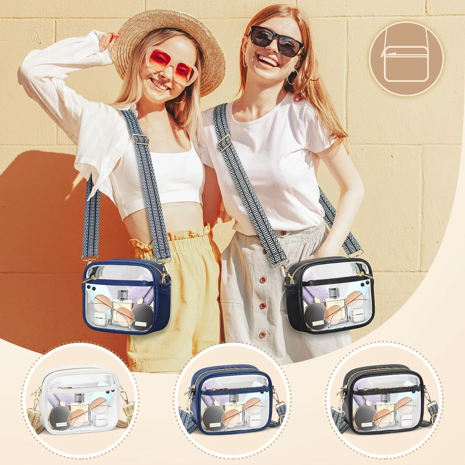 KETIEE Clear Crossbody Bag, Stadium Approved Clear Purse Bag for Concerts Sports Events Festivals