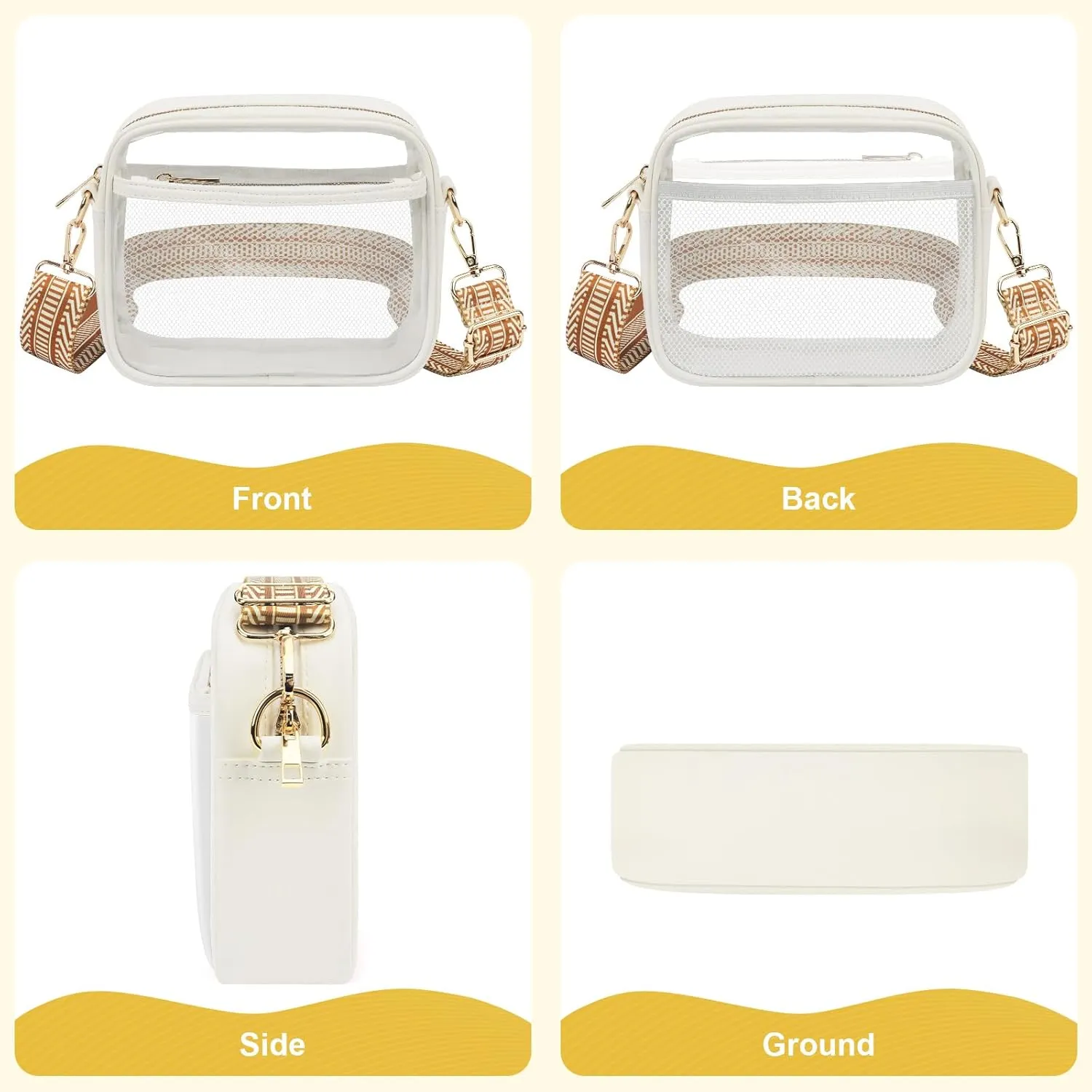 KETIEE Clear Crossbody Bag, Stadium Approved Clear Purse Bag for Concerts Sports Events Festivals