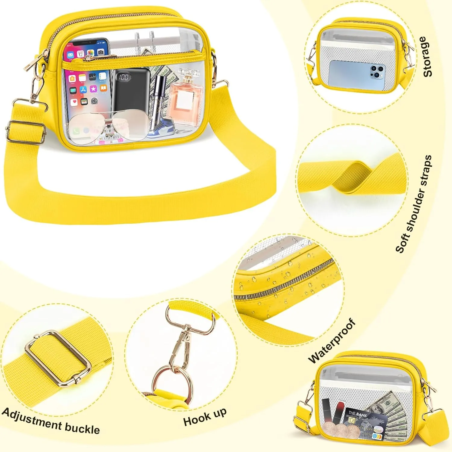 KETIEE Clear Crossbody Bag, Stadium Approved Clear Purse Bag for Concerts Sports Events Festivals