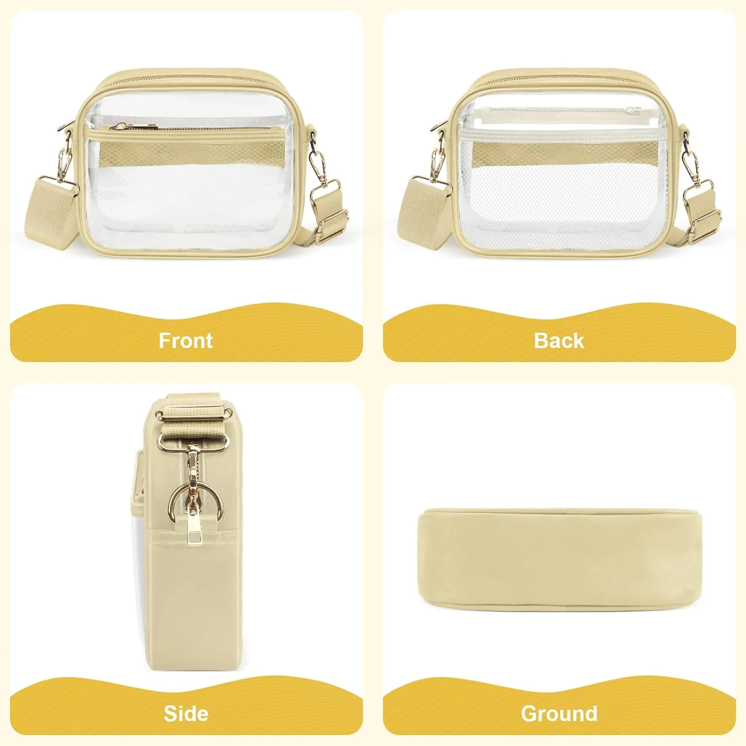 KETIEE Clear Crossbody Bag, Stadium Approved Clear Purse Bag for Concerts Sports Events Festivals