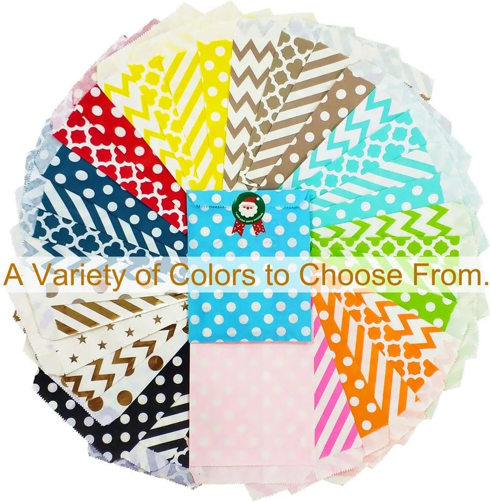 KEYYOOMY 100 Pcs Yellow Candy Buffet Bags Small Cookie Bags Polka Dot Paper Treat Bags for Wedding Birthday Party (5 inch x 7 inch)