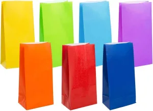 KEYYOOMY Mini Bright Color Paper Bags Rainbow Party Goodie Bags Small Party Favor Bag Paper Lunch Bag (100 CT, 3.5 X 2.4 X 7.1 In)