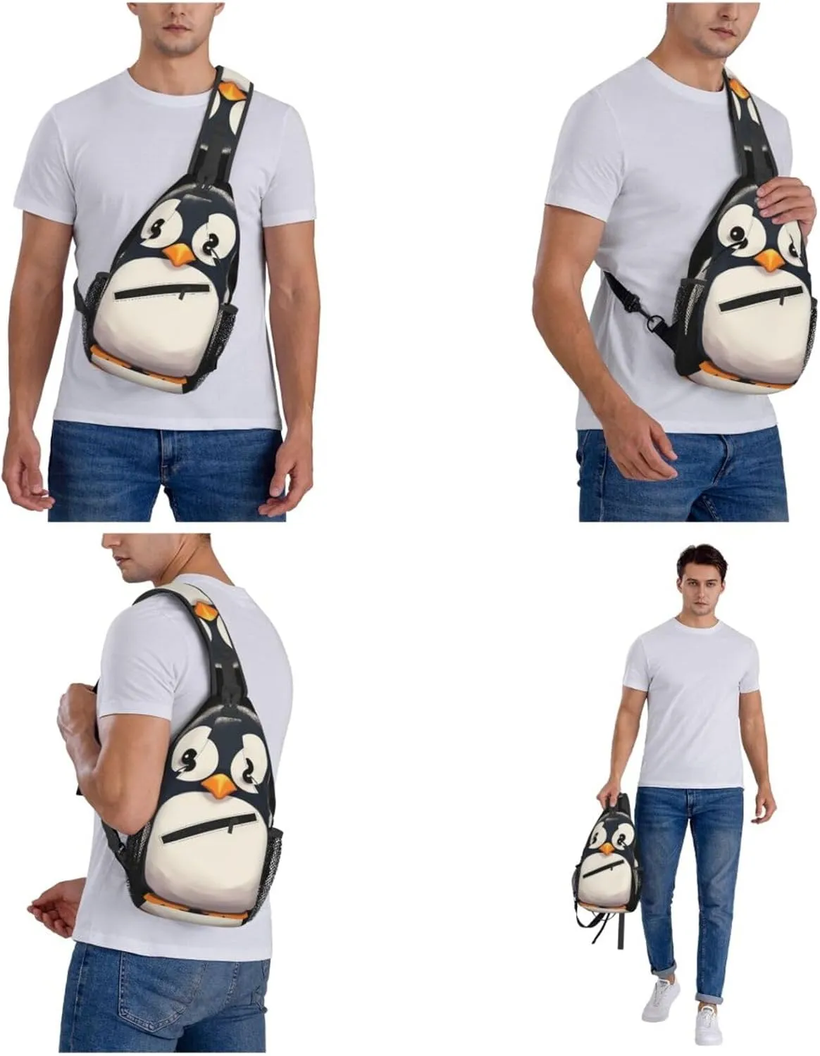 KHiry Sling Bag for Women Men Crossbody Bag Small Sling Backpack Black and white skulls Chest Bag Hiking Daypack