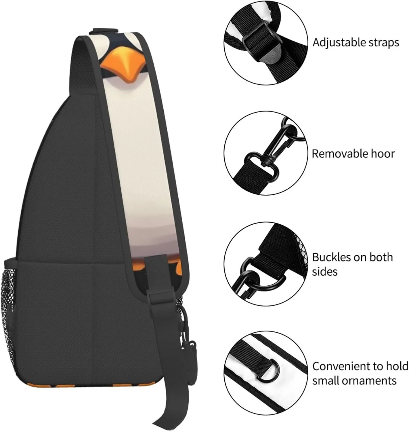 KHiry Sling Bag for Women Men Crossbody Bag Small Sling Backpack Black and white skulls Chest Bag Hiking Daypack