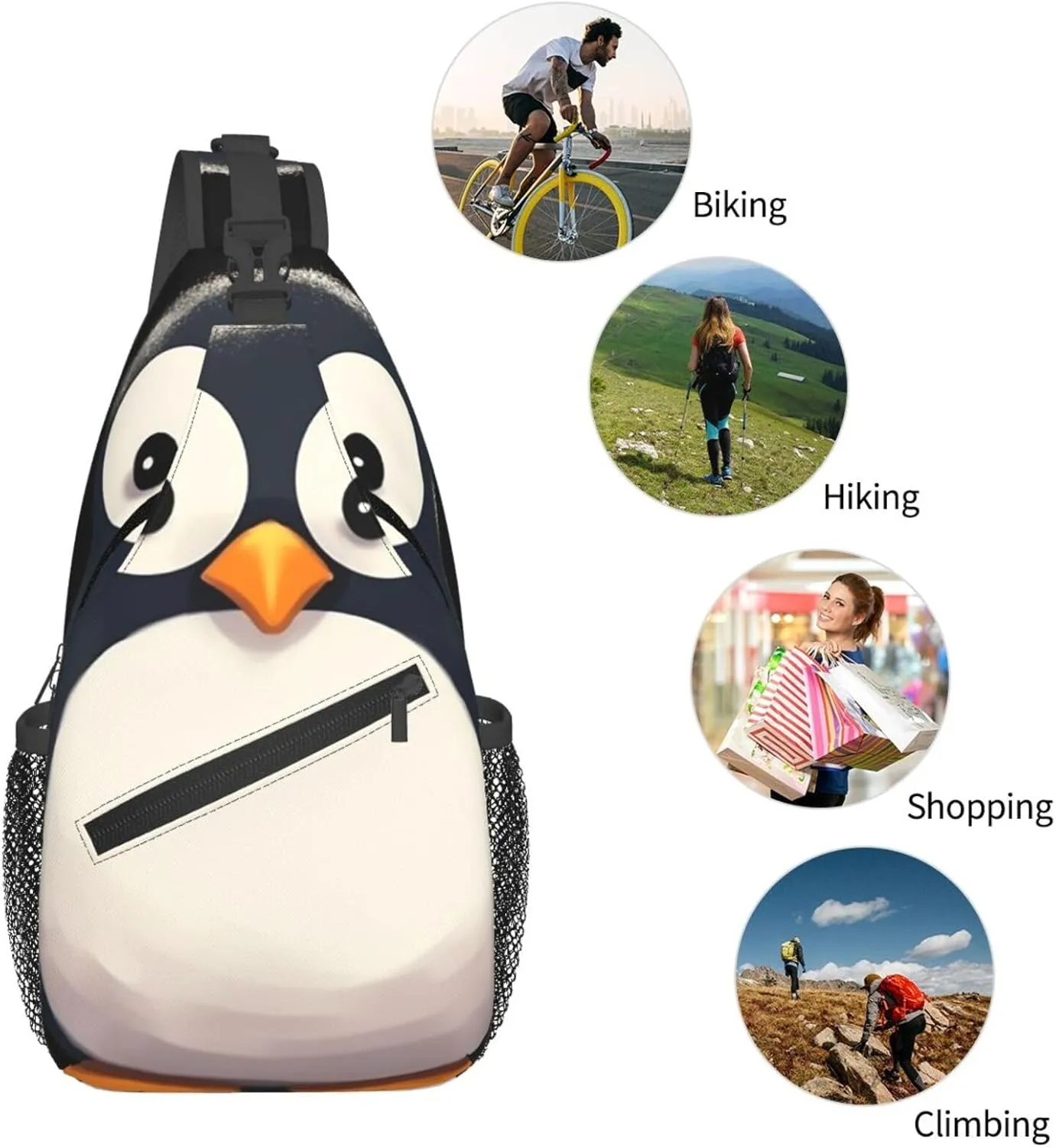 KHiry Sling Bag for Women Men Crossbody Bag Small Sling Backpack Black and white skulls Chest Bag Hiking Daypack