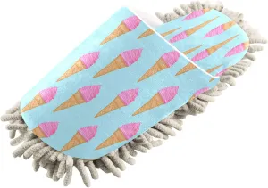 Kigai Ice Cream Cones on Light Blue Mop Slippers for Floor Cleaning, Slippers for Women Men, Microfiber Floor Cleaning, M