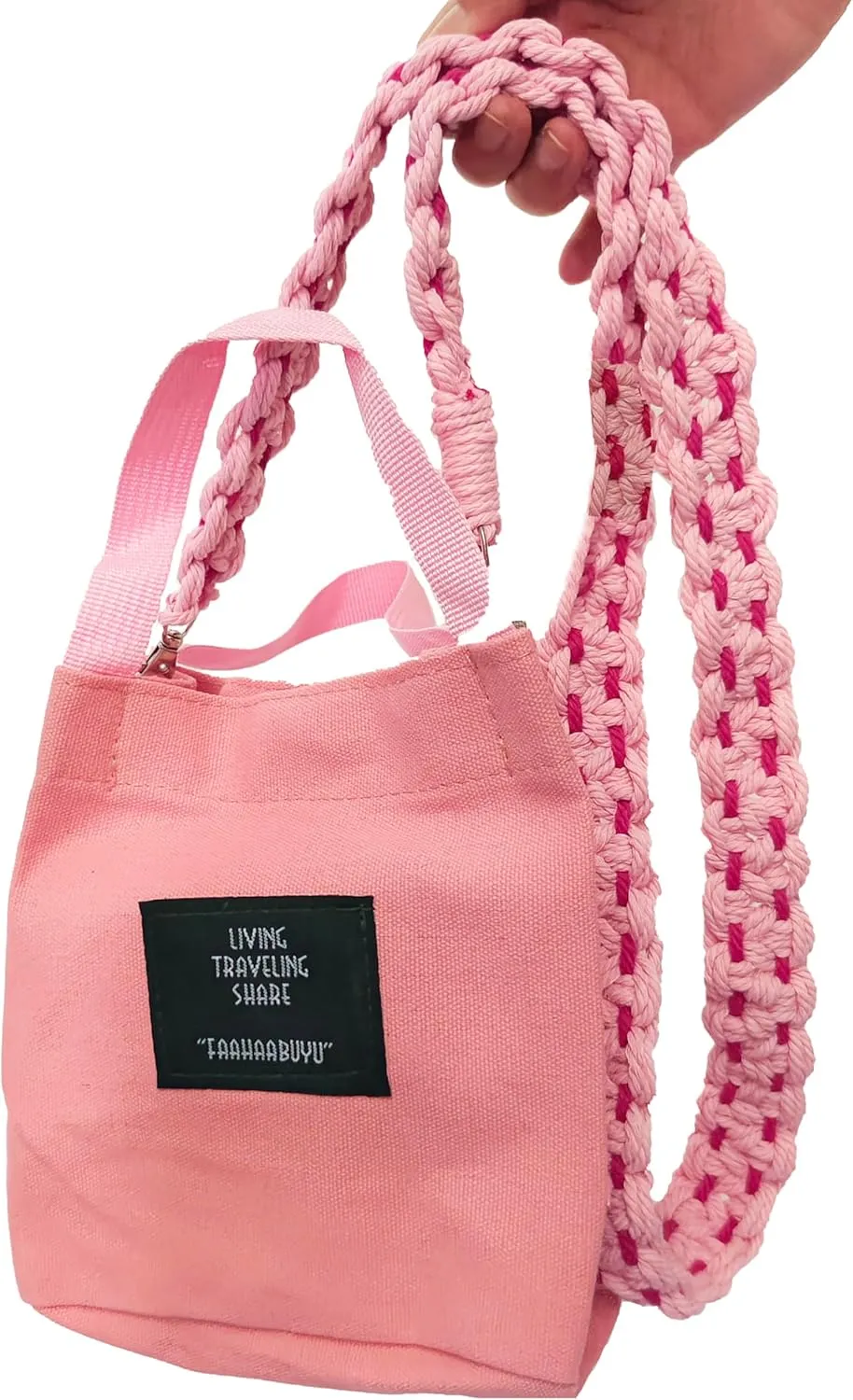 kiido Women's Small Crossbody Shoulder bag Cute Boho Tote handbag With Removable Multi-uses Macrame Strap