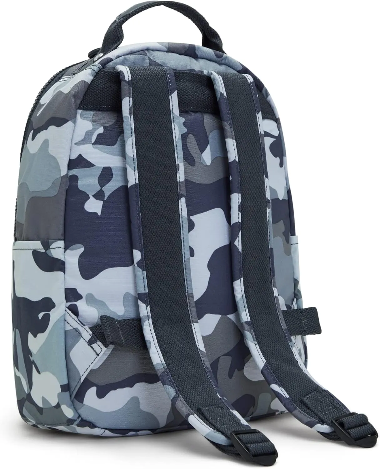 Kipling Women's Seoul Small Backpack, Durable, Padded Shoulder Straps with Tablet Sleeve, Bag, Cool Camo Grey, 10.5''L x 13.75''H x 6.75''D (KI56110HX)