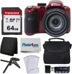 Kodak PIXPRO AZ425 Digital Camera   64GB Memory Card   Camera Case (Black)   USB Card Reader   Table Tripod   Accessories (Red)