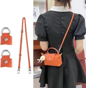KOMHPS Purse Straps Replacement, Leather Handbag Crossbody Shoulder Strap Adjustable for Longchamp Bag Women(Carrot Orange)